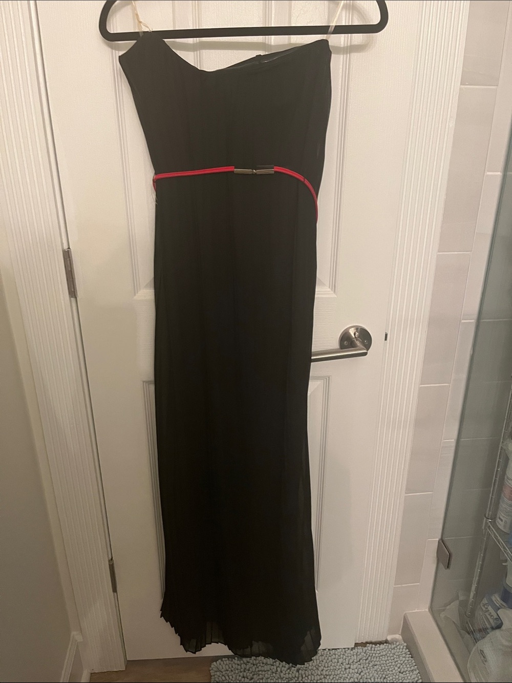 Black Tube Top Dress with Red Belt